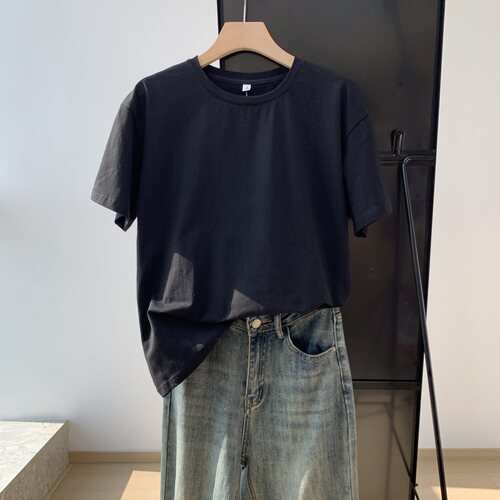 黑色打底短袖t恤chic基础半袖白t