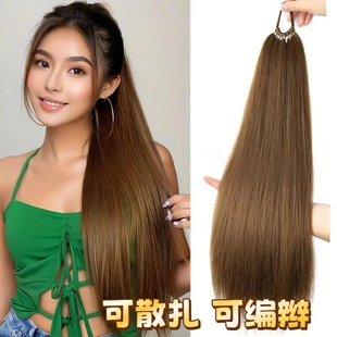 10股辫假发马尾辫子发束可散扎可编发长直发自然马尾高颜值拳击辫