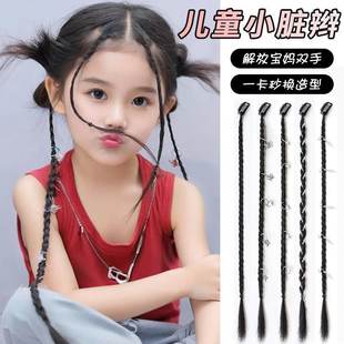 发卡儿童假发辫子发卡脏脏辫银色发扣麻花辫舞台走秀街舞表演装扮