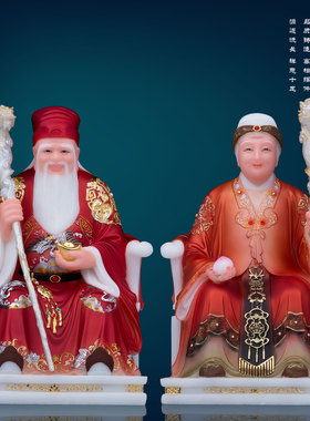 汉白玉祝福家用土地公婆神像