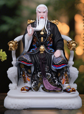 汉白玉胡天龙神像中式摆件