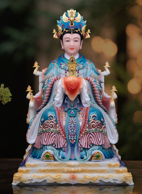 龙椅碧霞元君神像汉白玉泰山奶奶眼光送子娘娘祝福泰山娘娘摆件
