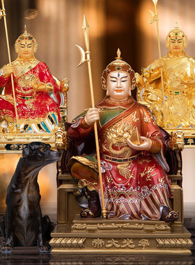 华光大帝神像纯铜鎏金供奉五显灵官马王爷马元帅三只眼家用摆件