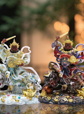 武财神赵公明神像黑虎摆件