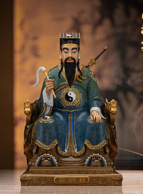 吕洞宾神像摆件黄铜热着色