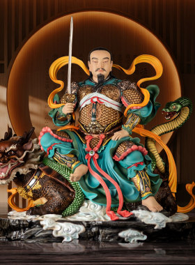 真武大帝神像铜彩绘家用供奉玄武祖师北极真君坐骑像玄天上帝佛像