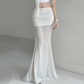 性感御姐人鱼缪斯雪纺网纱半身裙女春夏性感辣妹低腰鱼尾包臀长裙