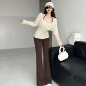 松弛感早春挂脖吊带天丝长袖 套装 罩衫 时尚 包臀短裙长裤 小安自留