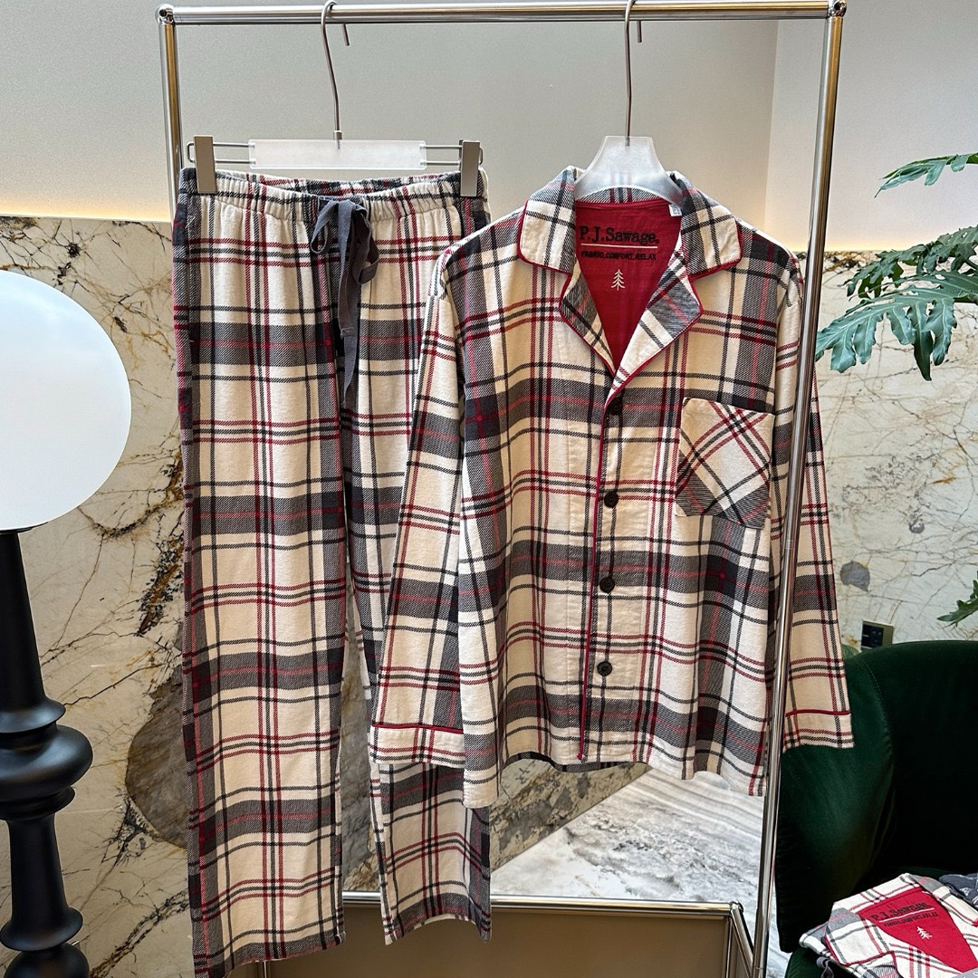 PJS男款棉磨毛秋冬款家居服套装