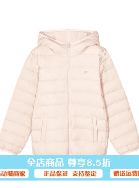 代购斯凯奇梭织短款羽绒服三防秋冬季新款男女童连帽外套P424K076