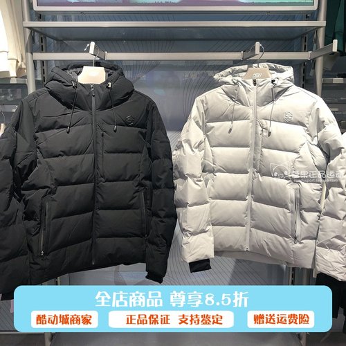 斯凯奇男外套2024冬短款梭织防风鸭绒保暖连帽运动羽绒服P424M016