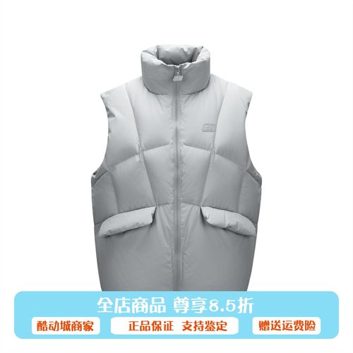 正品代购斯凯奇女子时尚休闲梭织背心运动户外羽绒马甲L424W115