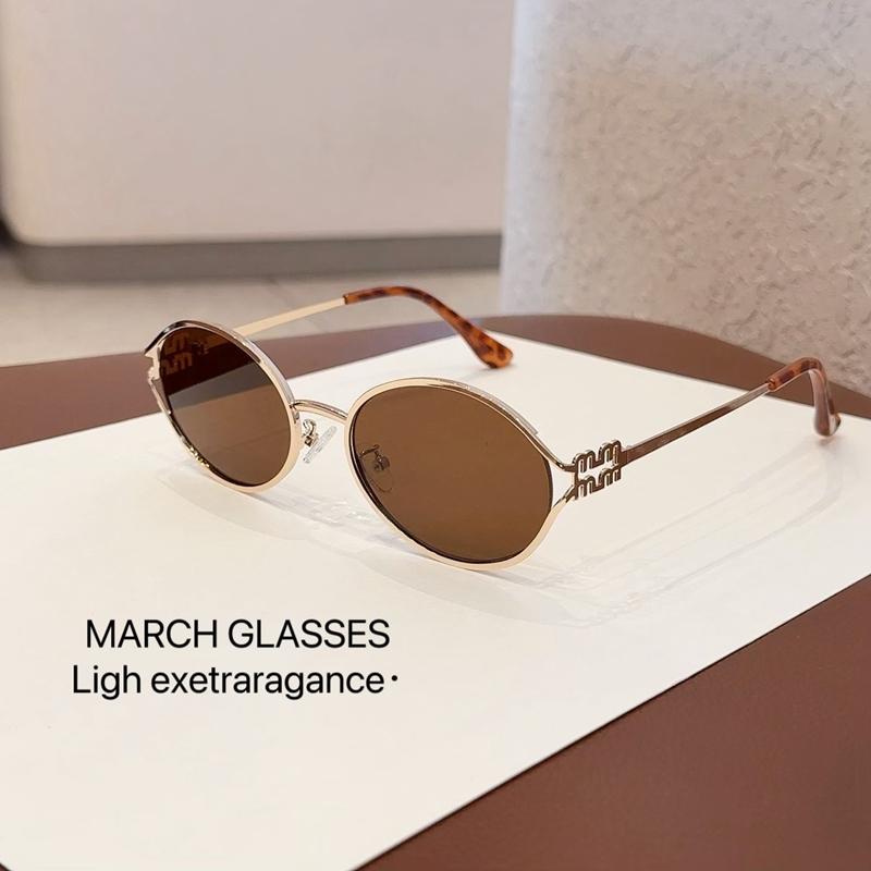 金属边框墨镜复古椭圆形太阳镜时尚防紫外线遮阳美式眼镜高级感潮