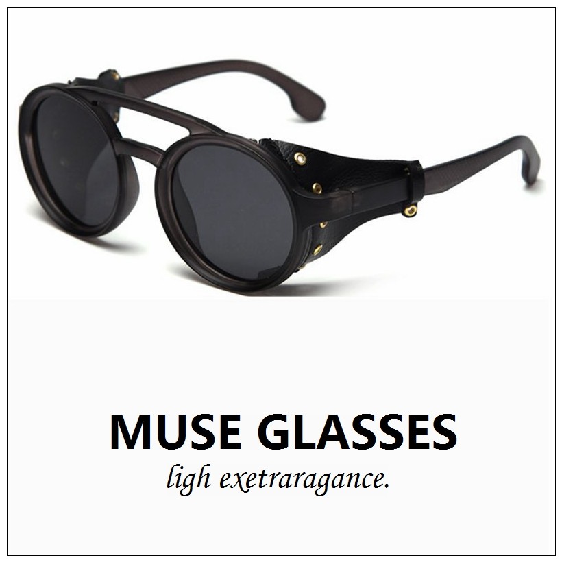 个性厚边欧美朋克圆框复古墨镜新款潮男防风偏光太阳眼镜女原宿风