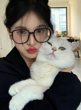 港风方形大框黑色素颜眼镜框女潮圆脸显脸小可配度数防蓝光近视镜