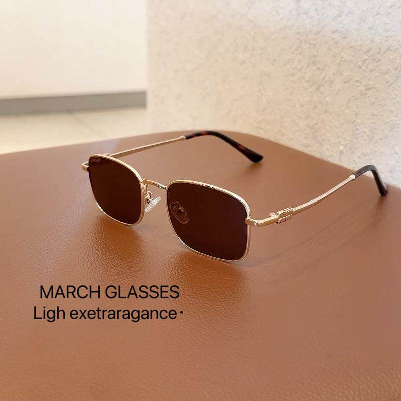 复古金属细边小方框欧美太阳镜女方圆脸显瘦高级感度假海边墨镜潮