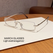 复古下半框金属银色方形眼镜美式 辣妹高智感防蓝光度数近视平光镜