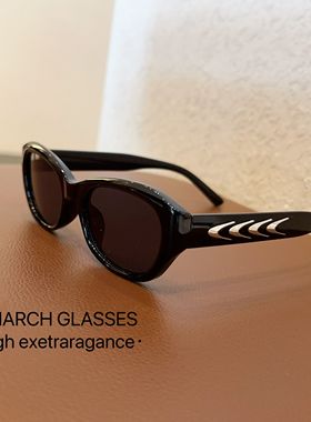 2024新款欧美明星同款Rose朴彩英同款猫眼时尚黑色墨镜复古太阳镜