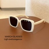 大方框米白色墨镜男女2024新款 高级感防紫外线太阳镜遮阳偏光眼镜