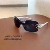 金属镶钻网红墨镜 大框连体墨镜新款 高级感轻奢女款 太阳镜潮流个性