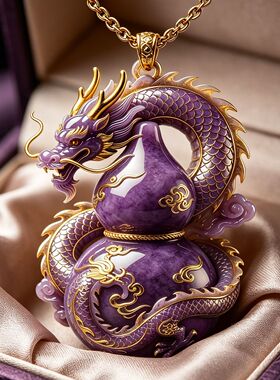 紫龙衔福吉祥寓意庇佑吊