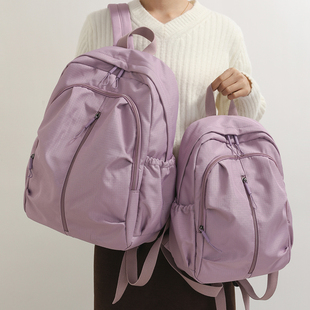 休闲旅行防水尼龙布双肩包女2025新款 轻便户外登山旅游背包通勤包