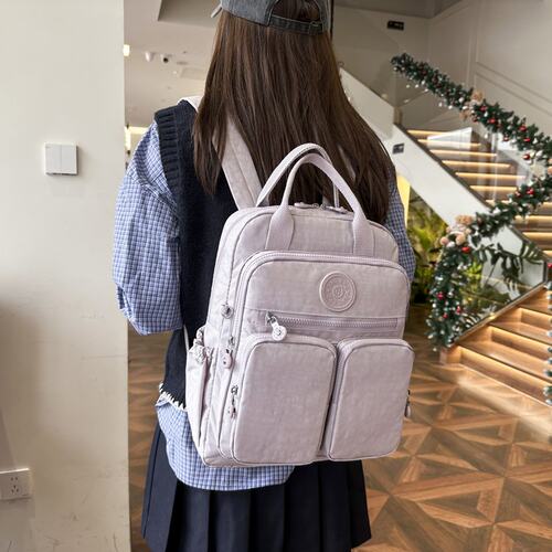 日本女士休闲手提双肩包轻便尼龙多口袋防水旅游小背包帆布电脑包