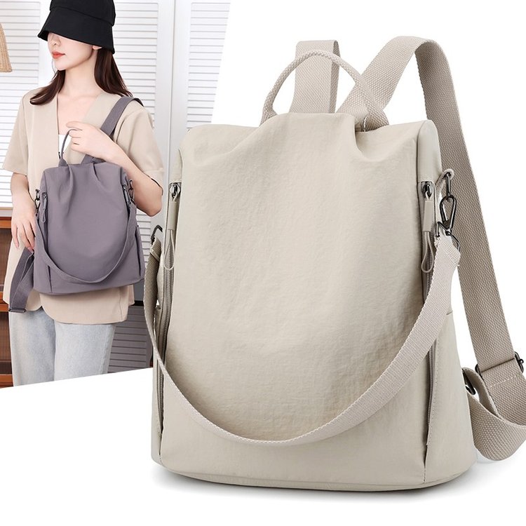 女士纯色简约双肩包2025新款轻便旅行背包大容量时尚百搭通勤书包