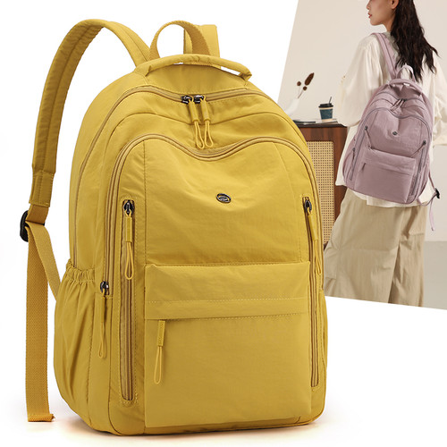 双肩包女2026新款时尚百搭书包大容量轻便牛津布极简耐磨旅行背包