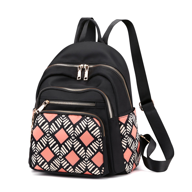 韩版时尚百搭印花尼龙布背包女士简约双肩包妈妈大容量旅行旅游包