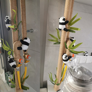 厨房燃气管美化创意管道天然气管遮丑阳台消防装饰熊猫玩偶好麻绳