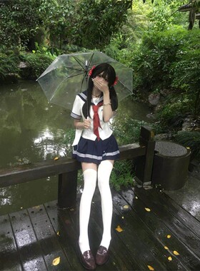 JIC荼梅私立学院日系氛围感森林拍照上衣白色JK水手服学院风套装
