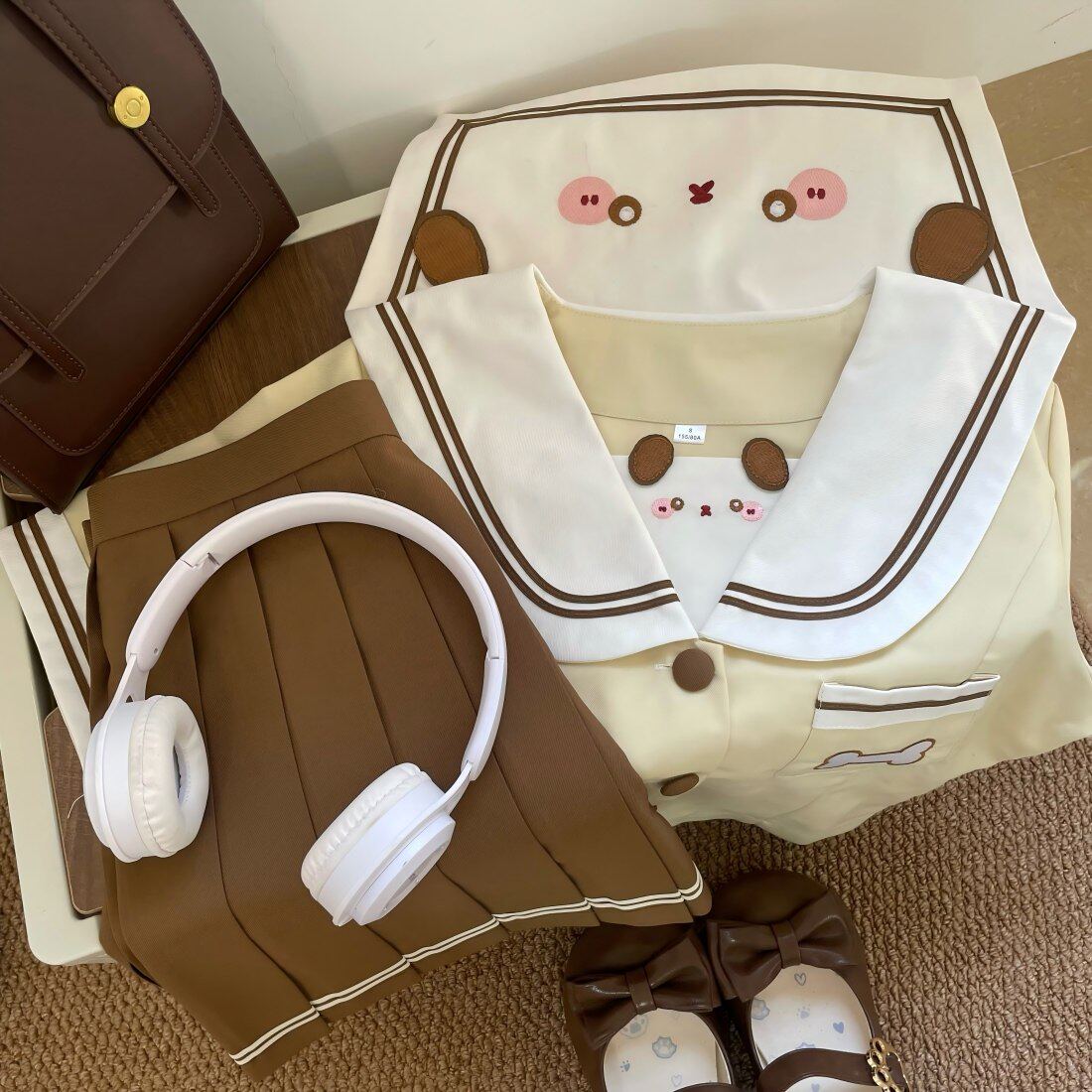 JIC小苍兰JK原创【焦糖萌汪】短袖制服套装秋季收腰水手服可爱甜