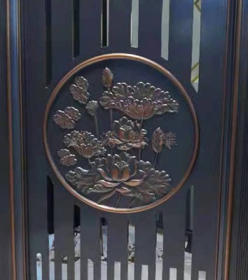 圆形荷花精雕图 中式 灰度图 博古 屏风镂空隔断通花雕刻图 JDP