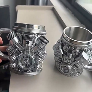 发动机马克杯创意V8杯子V6创意树脂个性酒杯机械引擎工艺品摆件杯
