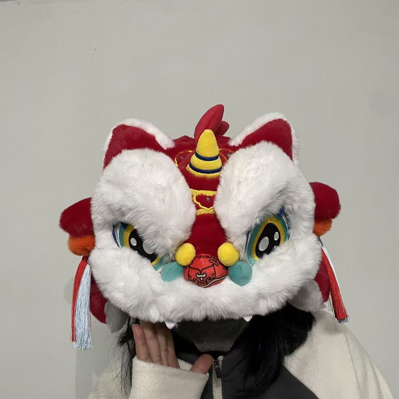 狮子头盔套醒狮麒麟摩托车滑雪电