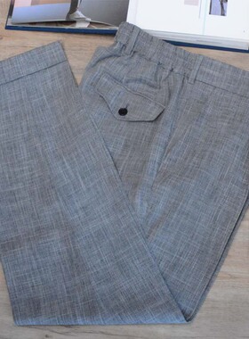 HUMBLE MAN新款烟灰色弹力棉麻中腰九分裤那不勒斯松紧腰休闲西裤