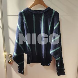 【米果家】919秋冬韩版竖条纹女士套头长袖圆领针织直筒打底毛衣