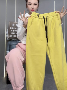 女休闲百搭哈伦裤 欧货2023秋冬新款 高腰宽松显瘦加绒加厚束脚卫裤