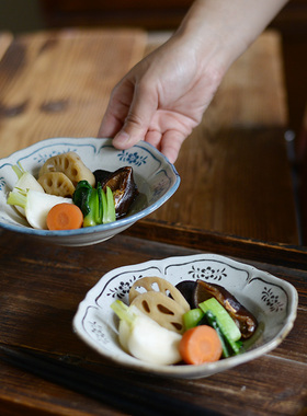 珈琏XY日本studio m cachet日式复古花边碗汤面钵饭盆手绘粗陶