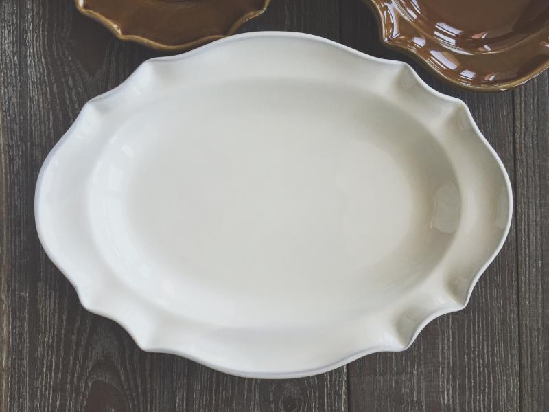 日本复古椭圆形饭盘法式花边