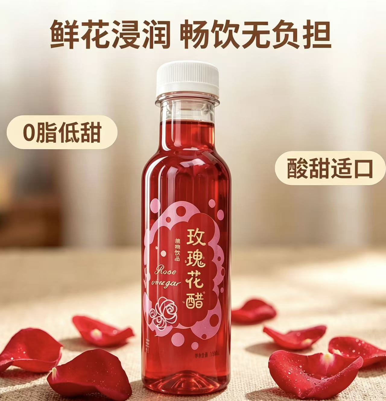 云南玫瑰花醋可食用新鲜玫瑰花瓣醋/醋制品/果醋