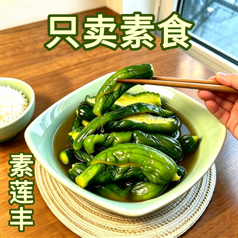 素莲丰酸甜小黄瓜泡菜净素寺庙素食无蒜纯素佛家小黄瓜咸菜即食