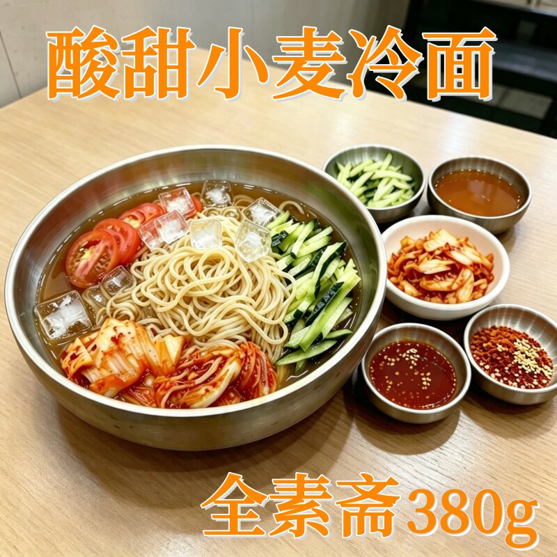 纯净冷面素斋东北大冷面酸甜小麦凉面无蒜寺院素食大全朝鲜族全素