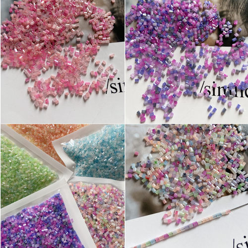 彩色果冻手缝编织管珠