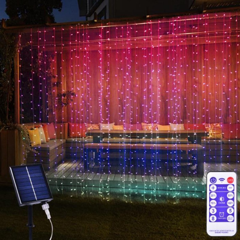 太阳能窗帘串灯USB家居户外庭院装饰led灯串铜线灯彩灯