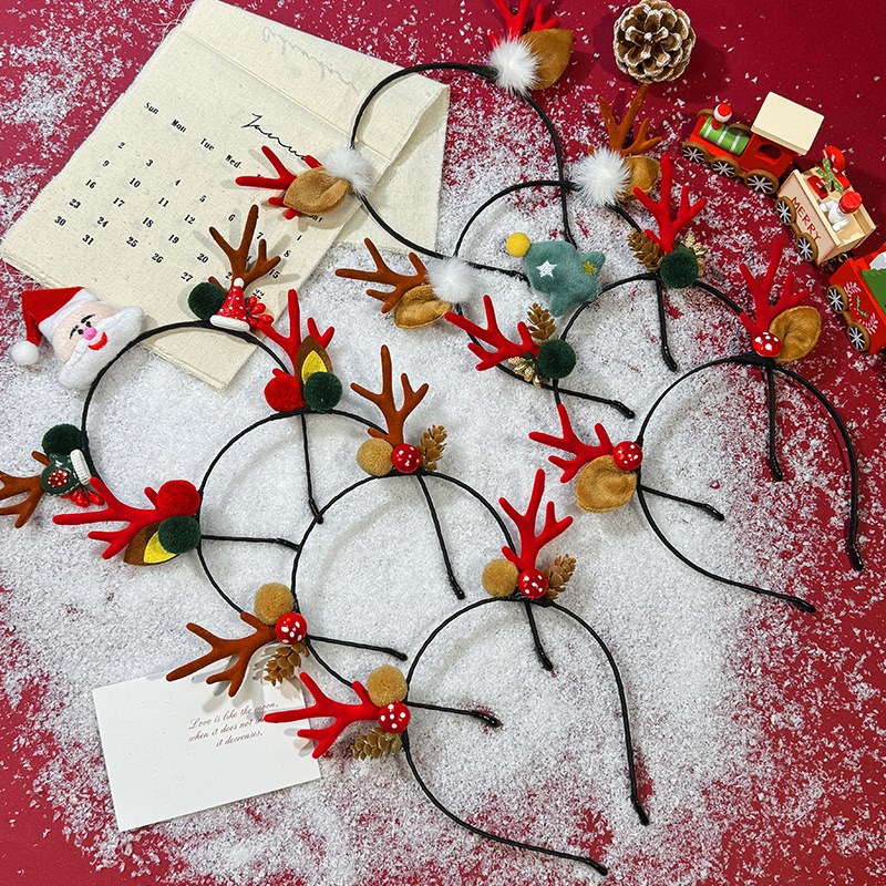 圣诞节发箍日韩网红圣诞节发饰圣诞老人雪人森系鹿角发箍节日头箍