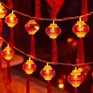 新年装饰led彩灯灯串红灯笼福字中国结灯串挂饰喜庆过年氛围灯串