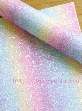 DIY发饰蝴蝶结Glitter格利特材料 高端彩虹闪粉人造皮革布
