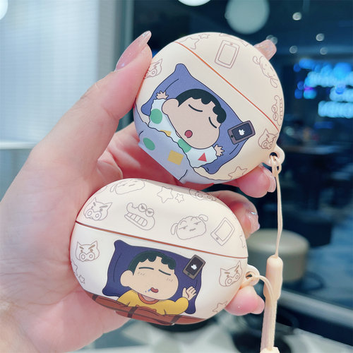 蜡笔小新适用华为freebudspro3保护套freebuds4/4e无线5/7i耳机壳新款FreeBudspro4盒6i卡通SE2磨砂Clip2情侣